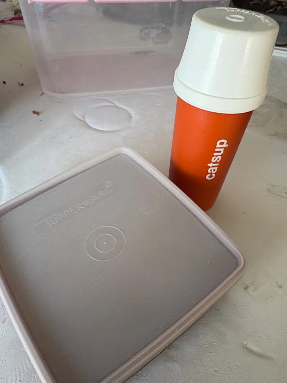 Vintage Tupperware Sandwich box and Ketchup Pump Container
